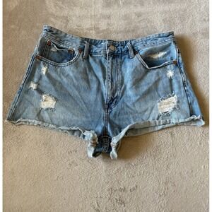 Madewell Size 30 RELAXED DENIM SHORTS Distressed Ripped High‎ Rise Light Wash